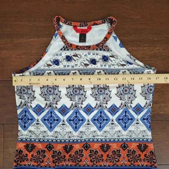 Hot Kiss Women's Halter Bodycon Microfiber Midi Dress Size L Elephant Geo Print - Picture 6 of 7